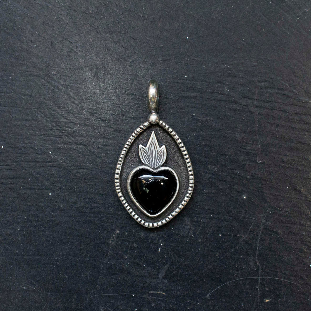 13: Onyx Sacred Heart Pendant