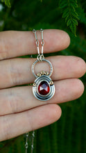 Load image into Gallery viewer, Goddess Necklace| Hessonite Garnet| .925 silver| Hand Engraved
