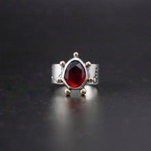 Load image into Gallery viewer, Hekate Ring| Hessonite Garnet| .925 silver &amp; 14K gold |Size 6.5
