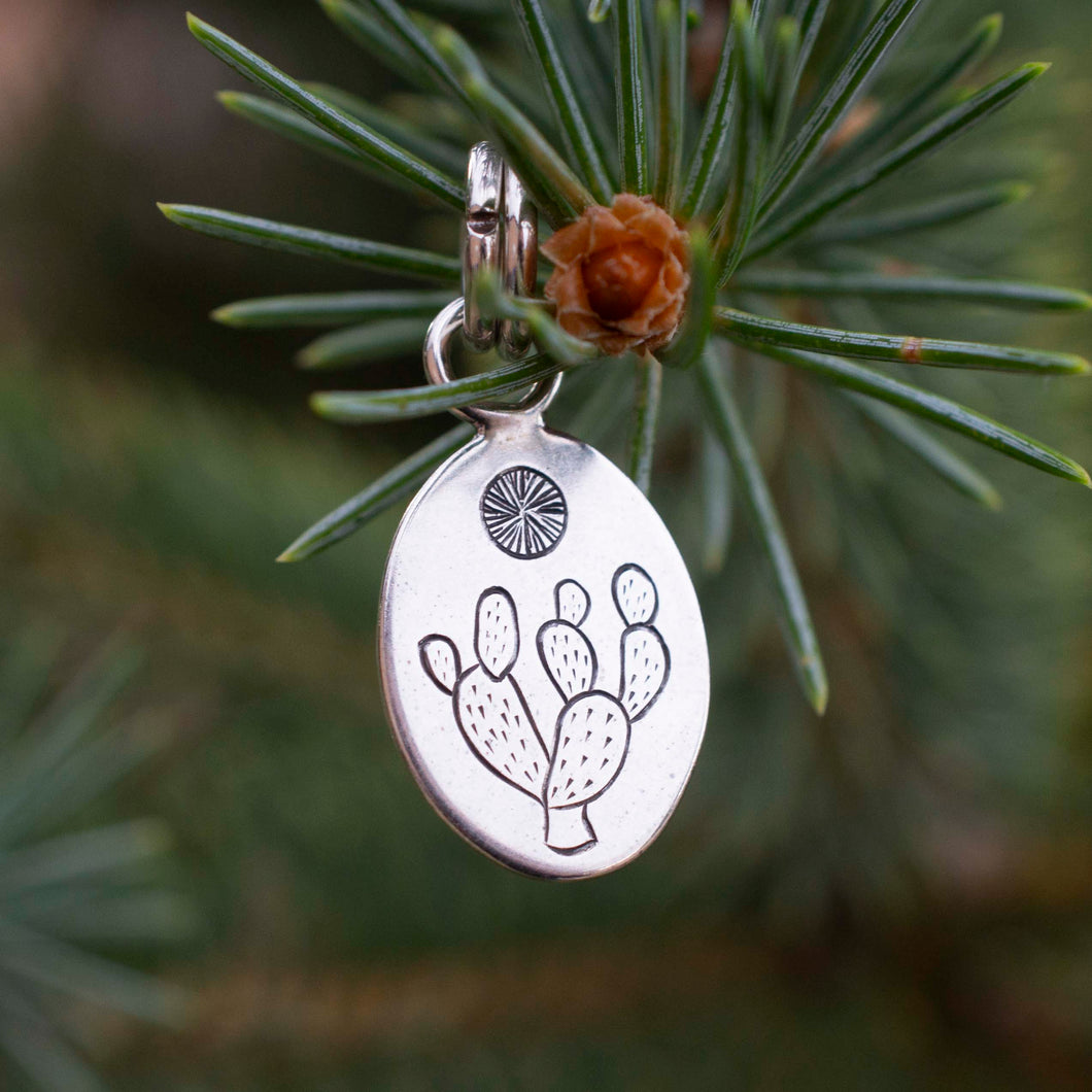 Prickly Pear Pendant| .925 Sterling Silver| Hand Engraved