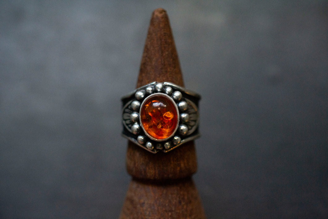 Amber Flower Power Ring